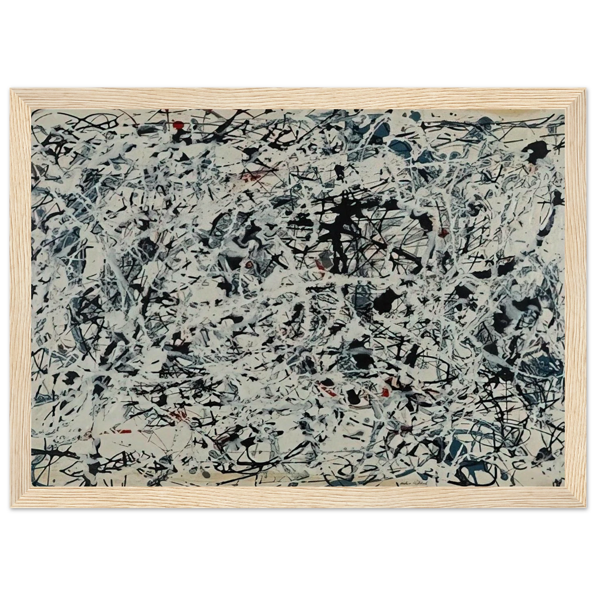 COMPOSITION WHITE BLACK BLUE AND RED ON WHITE 1948 Framed Poster | Jackson Pollock Framed Prints Wall Art | Jackson Pollock Store