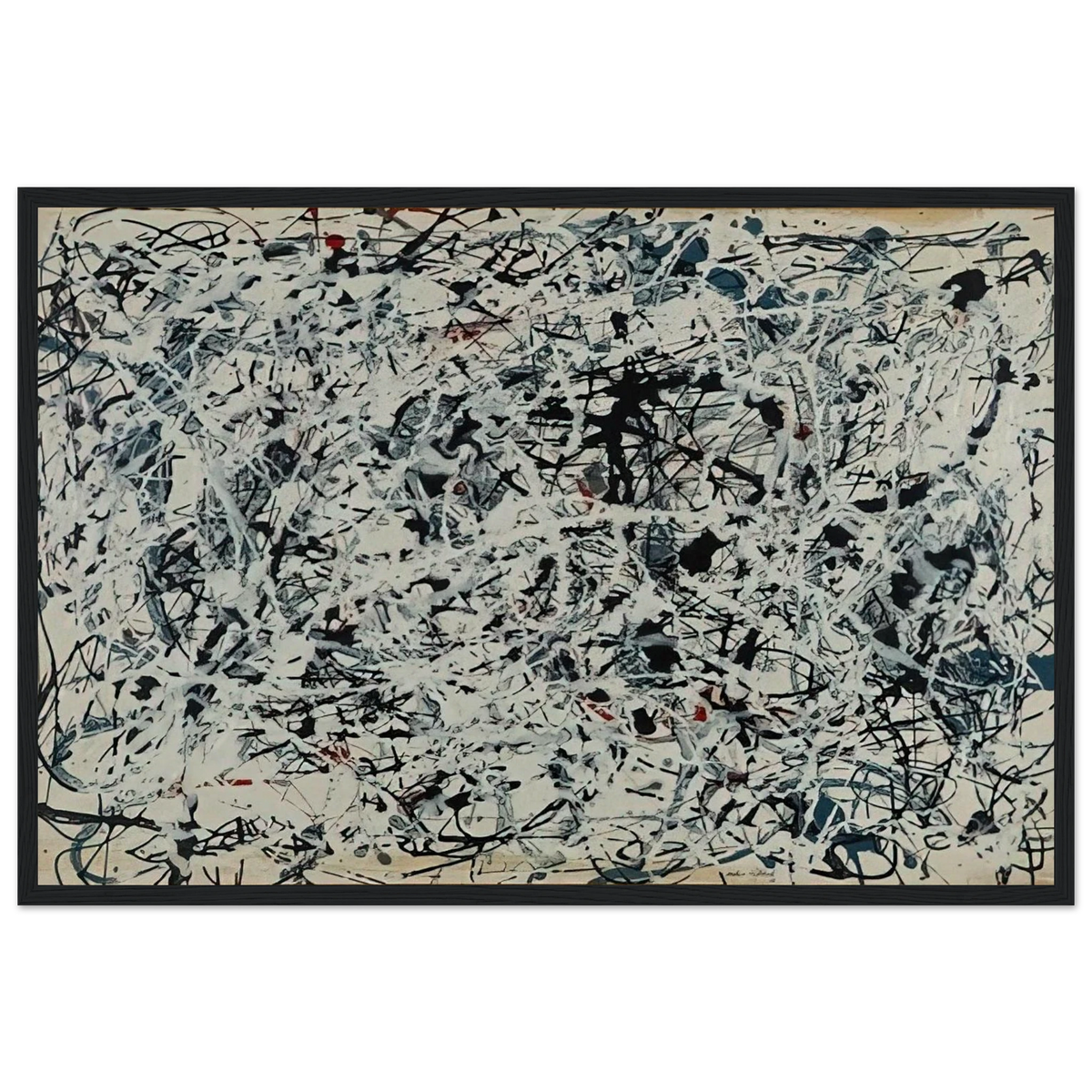 COMPOSITION WHITE BLACK BLUE AND RED ON WHITE 1948 Framed Poster | Jackson Pollock Framed Prints Wall Art | Jackson Pollock Store