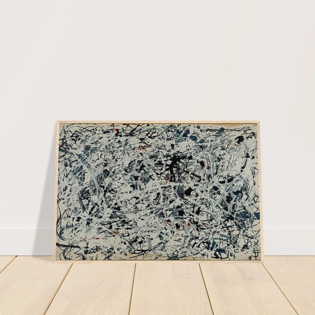 COMPOSITION WHITE BLACK BLUE AND RED ON WHITE 1948 Framed Poster | Jackson Pollock Framed Prints Wall Art | Jackson Pollock Store