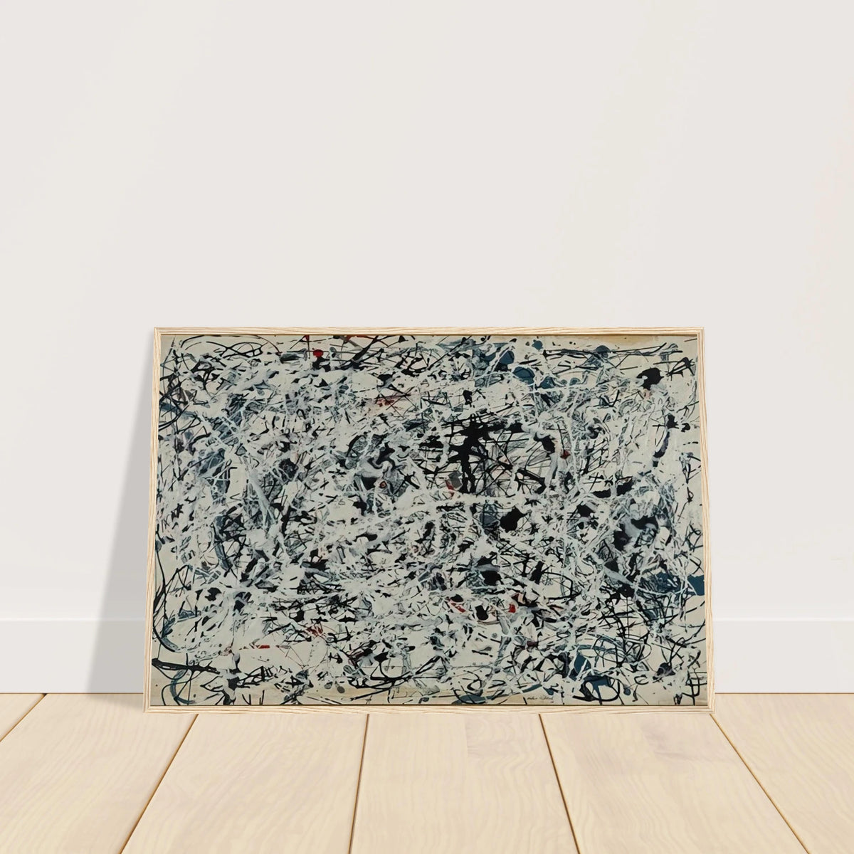 COMPOSITION WHITE BLACK BLUE AND RED ON WHITE 1948 Framed Poster | Jackson Pollock Framed Prints Wall Art | Jackson Pollock Store