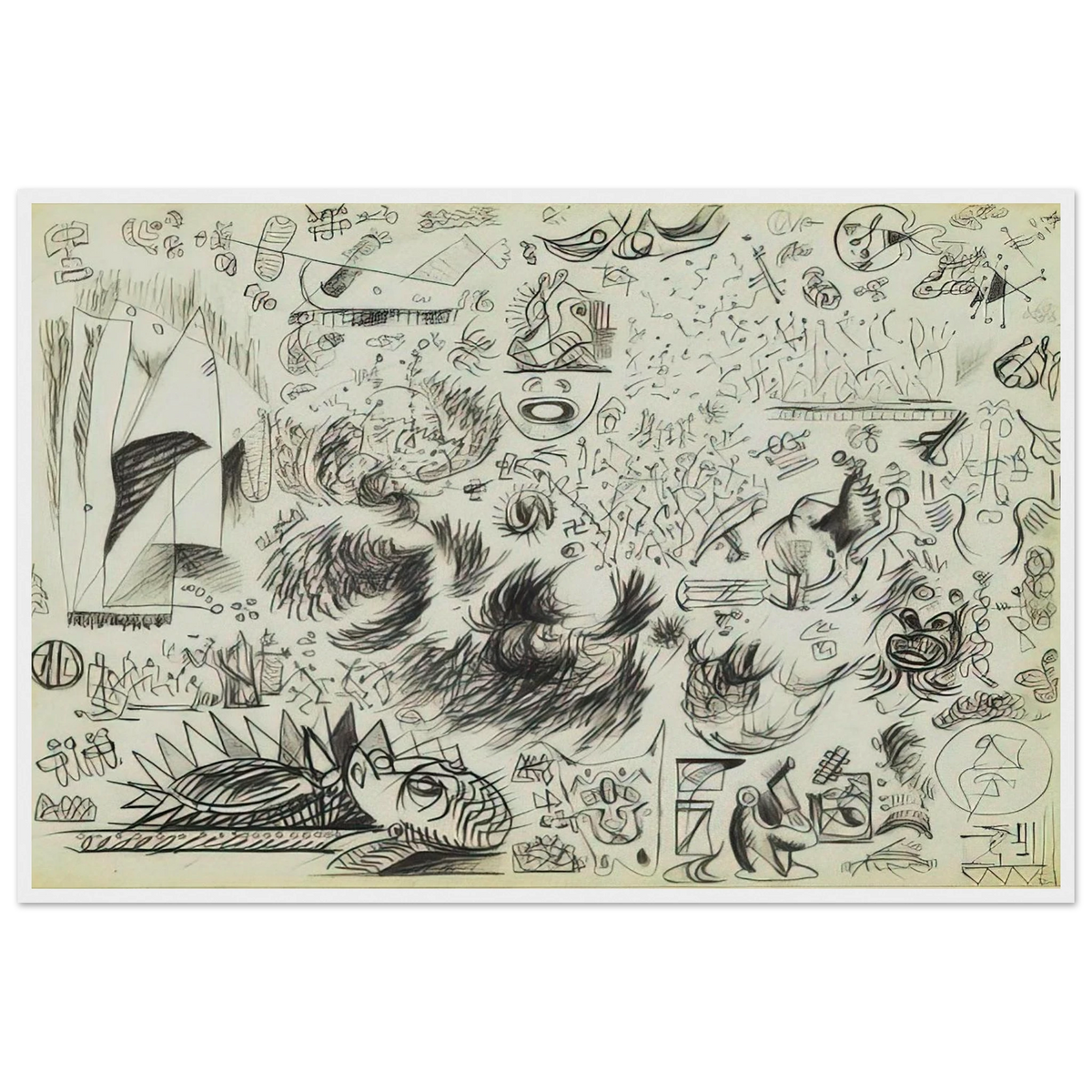 SHEET OF STUDIES 1941 Framed Poster | Jackson Pollock Framed Prints Wall Art | Jackson Pollock Store