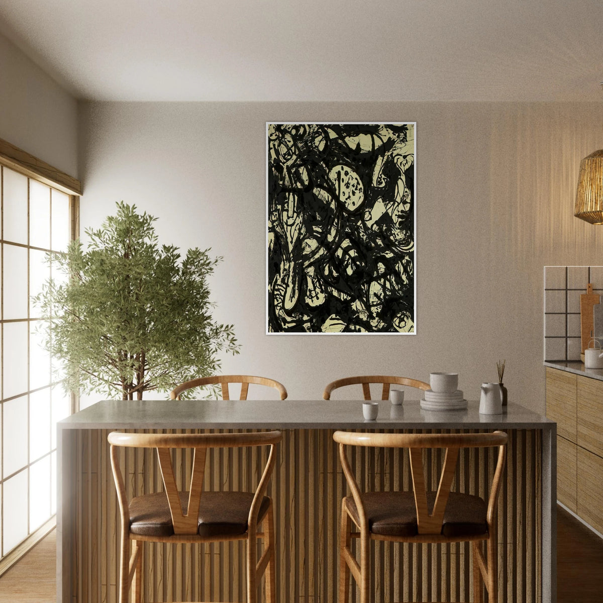 BLACK WHITE NUMBER 20 1951 Framed Poster | Jackson Pollock Framed Prints Wall Art | Jackson Pollock Store