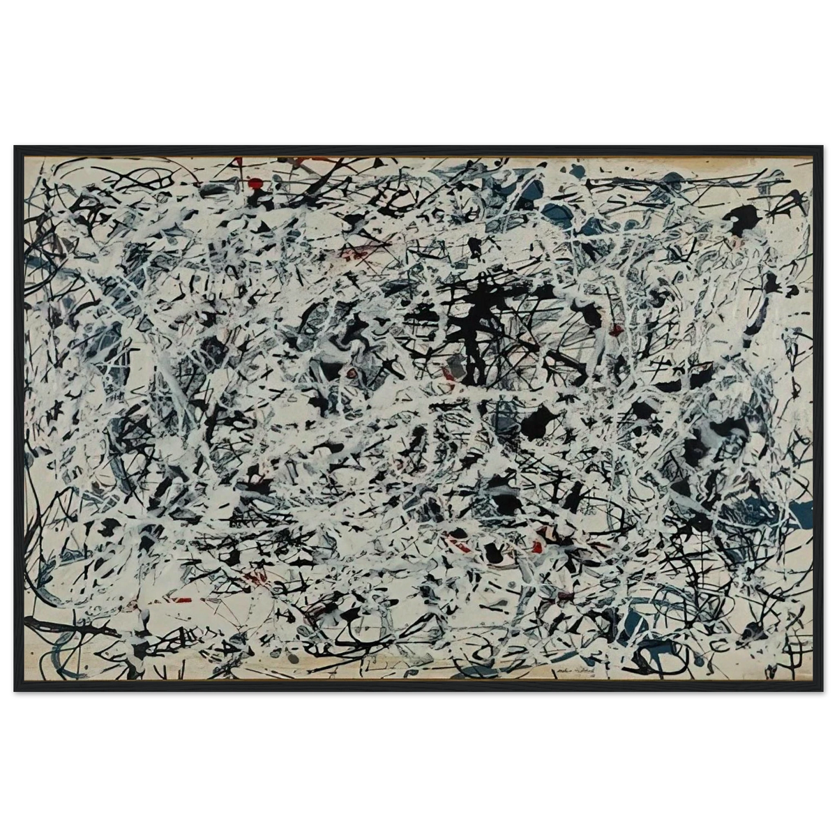 COMPOSITION WHITE BLACK BLUE AND RED ON WHITE 1948 Framed Poster | Jackson Pollock Framed Prints Wall Art | Jackson Pollock Store