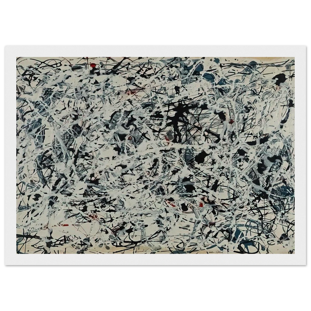 COMPOSITION WHITE BLACK BLUE AND RED ON WHITE 1948 Framed Poster | Jackson Pollock Framed Prints Wall Art | Jackson Pollock Store