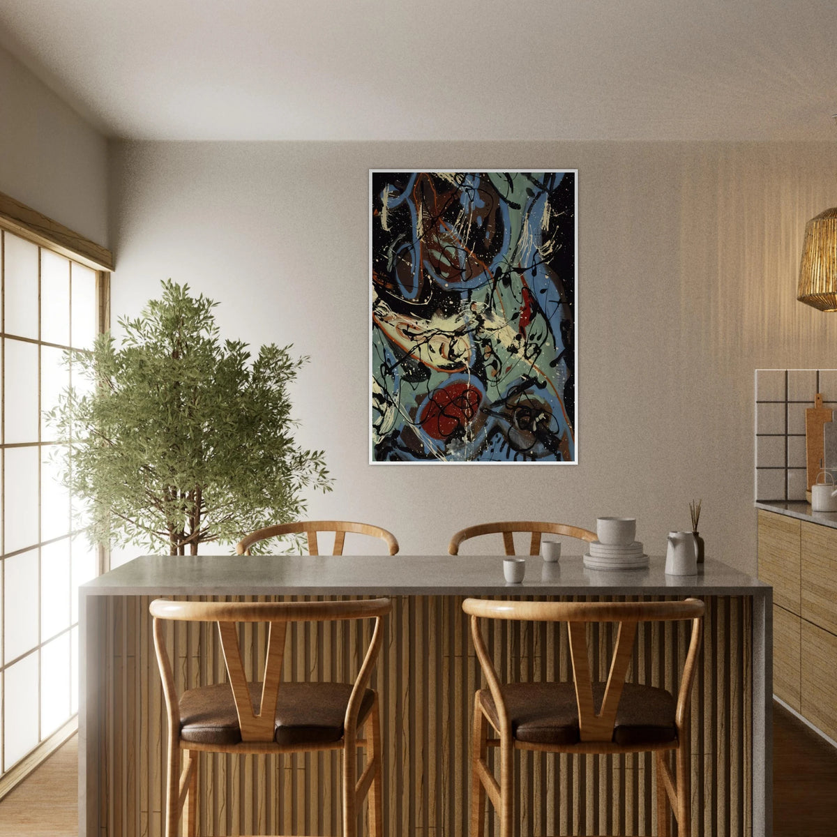COMPOSITION WITH POURING II Framed Poster | Jackson Pollock Framed Prints Wall Art | Jackson Pollock Store
