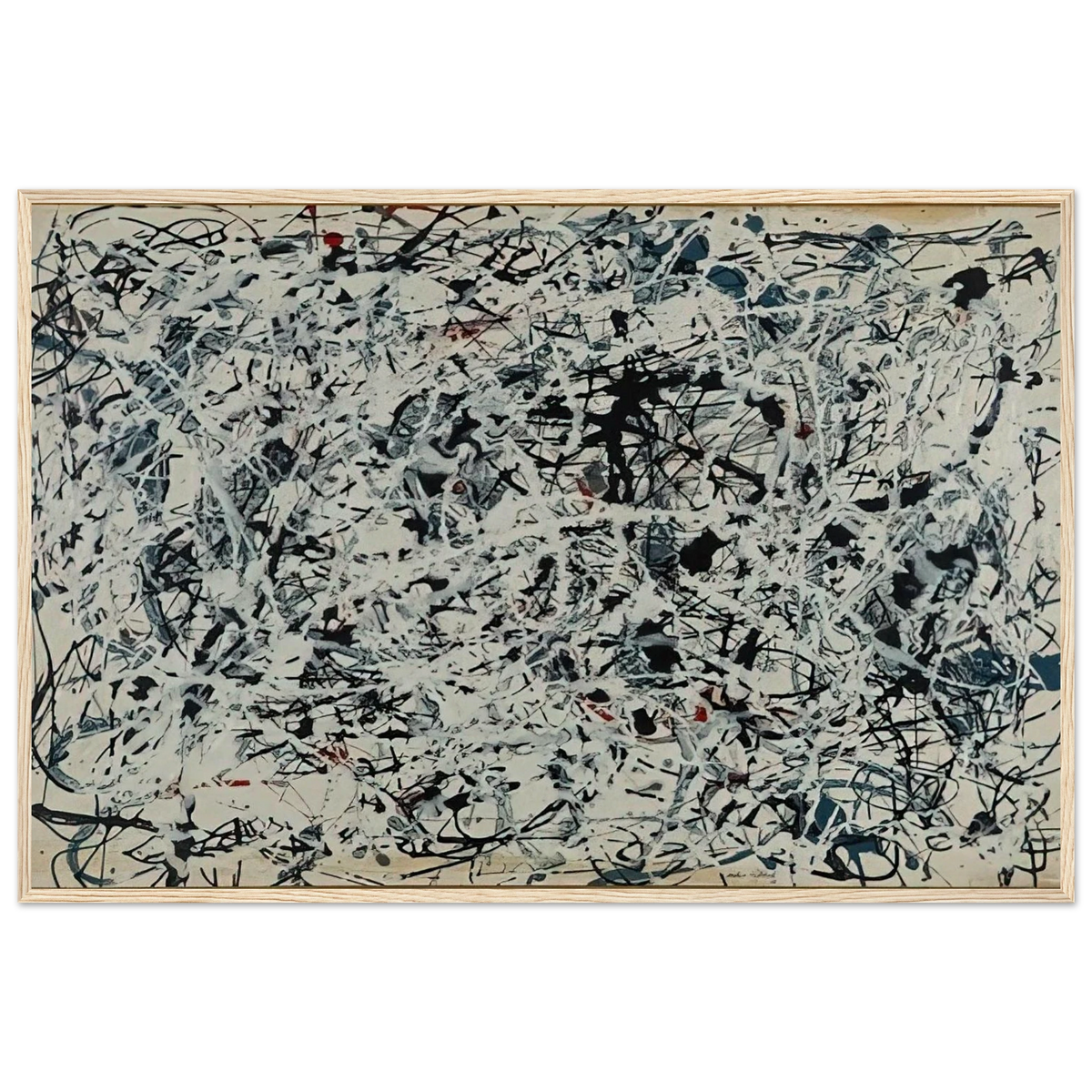 COMPOSITION WHITE BLACK BLUE AND RED ON WHITE 1948 Framed Poster | Jackson Pollock Framed Prints Wall Art | Jackson Pollock Store