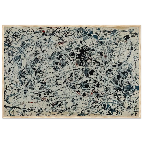 COMPOSITION WHITE BLACK BLUE AND RED ON WHITE 1948 Framed Poster | Jackson Pollock Framed Prints Wall Art | Jackson Pollock Store