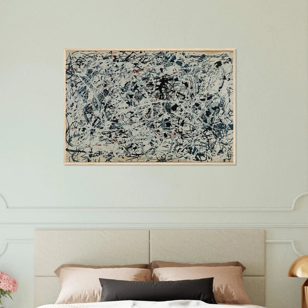 COMPOSITION WHITE BLACK BLUE AND RED ON WHITE 1948 Framed Poster | Jackson Pollock Framed Prints Wall Art | Jackson Pollock Store