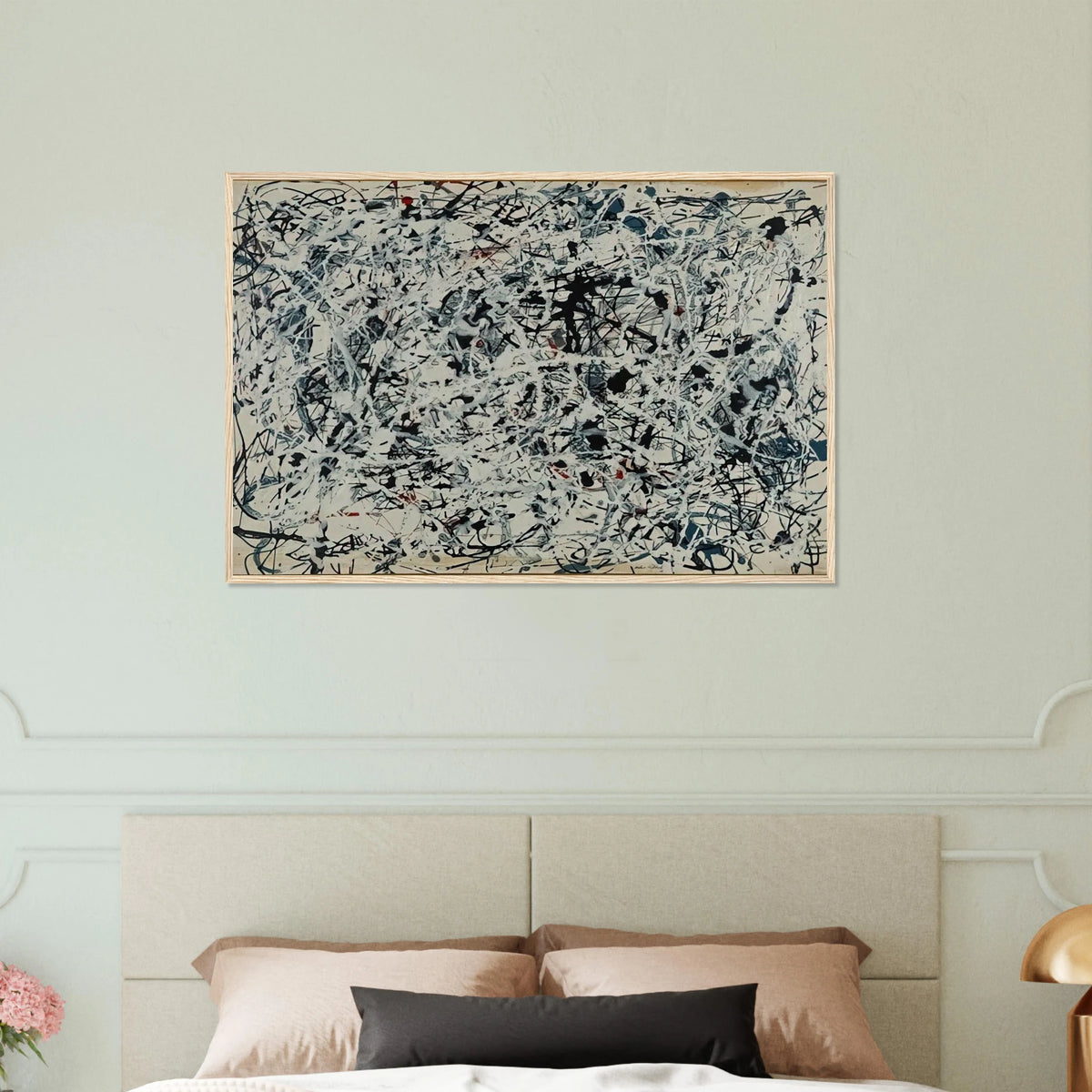 COMPOSITION WHITE BLACK BLUE AND RED ON WHITE 1948 Framed Poster | Jackson Pollock Framed Prints Wall Art | Jackson Pollock Store