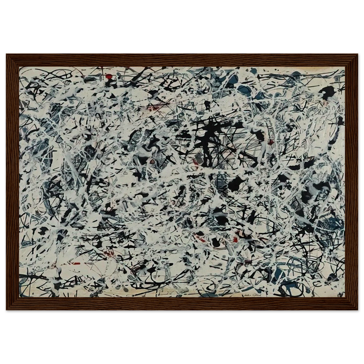 COMPOSITION WHITE BLACK BLUE AND RED ON WHITE 1948 Framed Poster | Jackson Pollock Framed Prints Wall Art | Jackson Pollock Store
