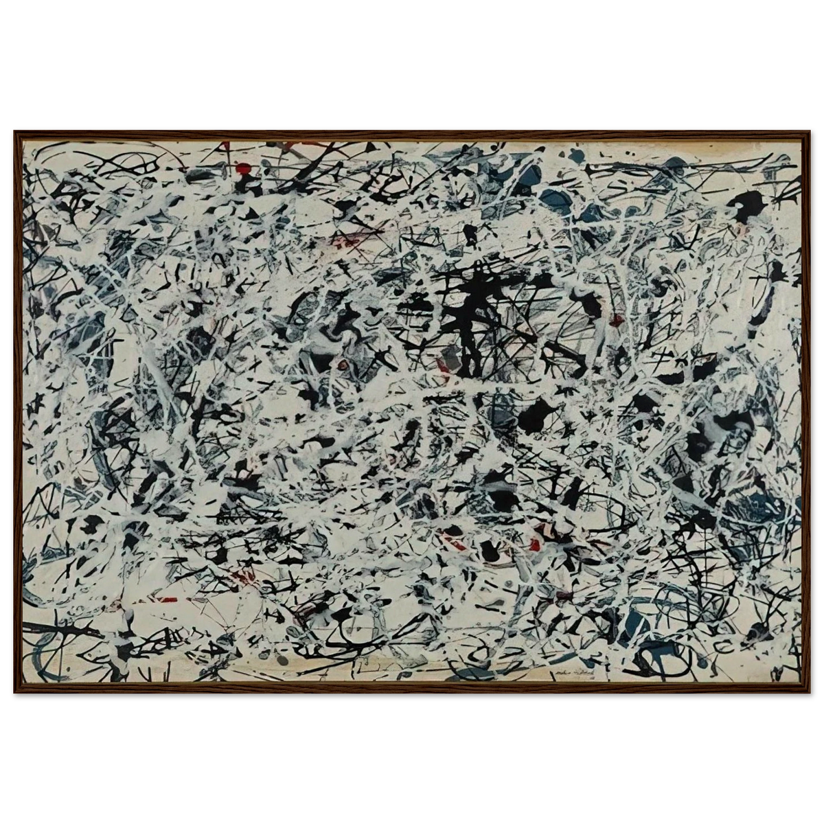 COMPOSITION WHITE BLACK BLUE AND RED ON WHITE 1948 Framed Poster | Jackson Pollock Framed Prints Wall Art | Jackson Pollock Store
