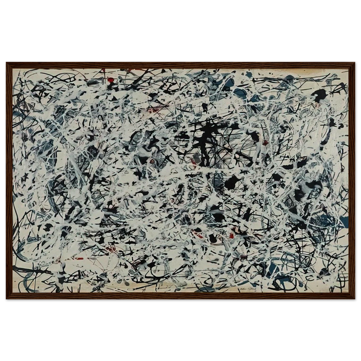 COMPOSITION WHITE BLACK BLUE AND RED ON WHITE 1948 Framed Poster | Jackson Pollock Framed Prints Wall Art | Jackson Pollock Store