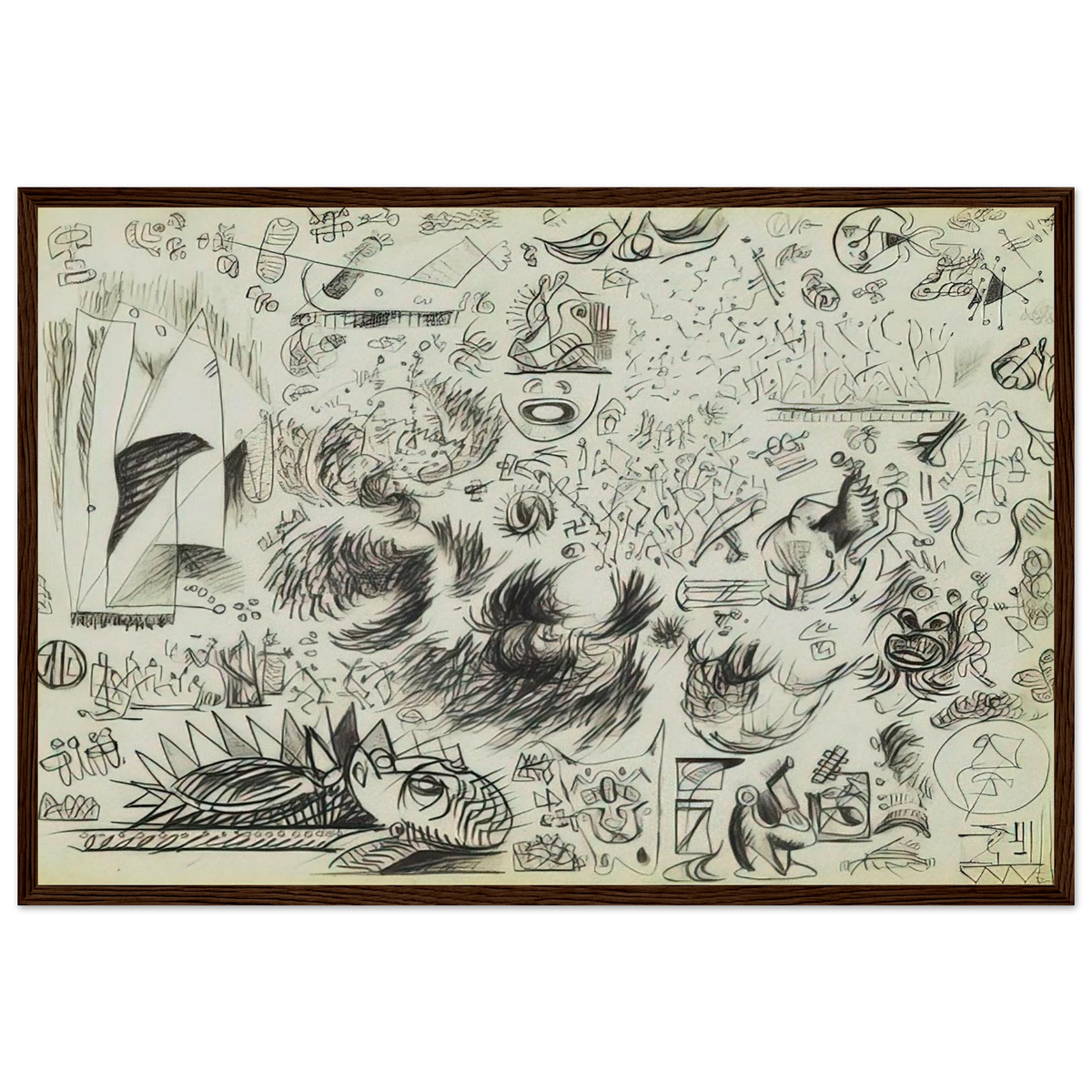 SHEET OF STUDIES 1941 Framed Poster | Jackson Pollock Framed Prints Wall Art | Jackson Pollock Store