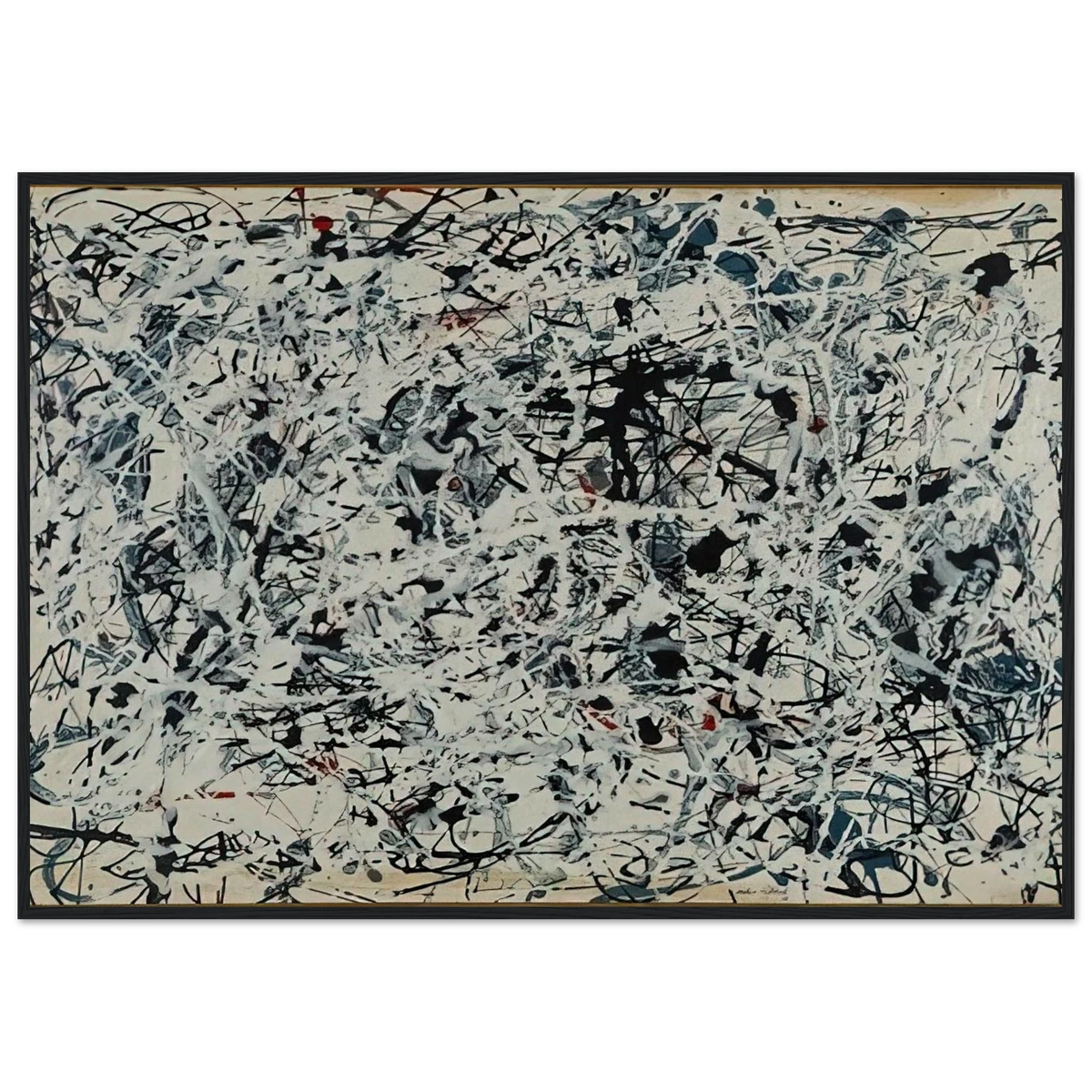 COMPOSITION WHITE BLACK BLUE AND RED ON WHITE 1948 Framed Poster | Jackson Pollock Framed Prints Wall Art | Jackson Pollock Store