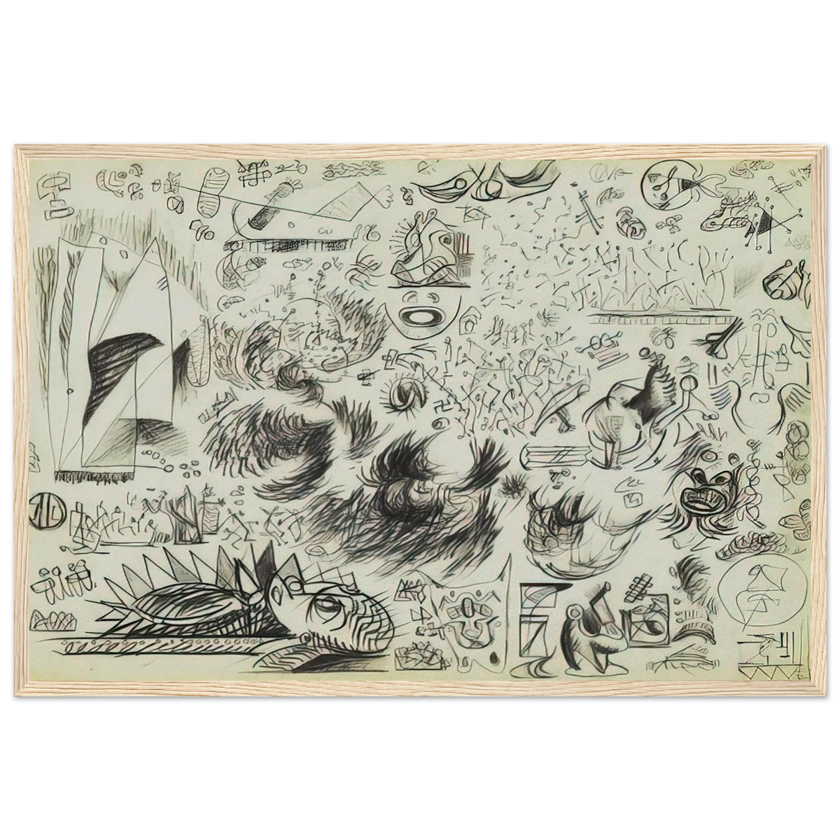 SHEET OF STUDIES 1941 Framed Poster | Jackson Pollock Framed Prints Wall Art | Jackson Pollock Store