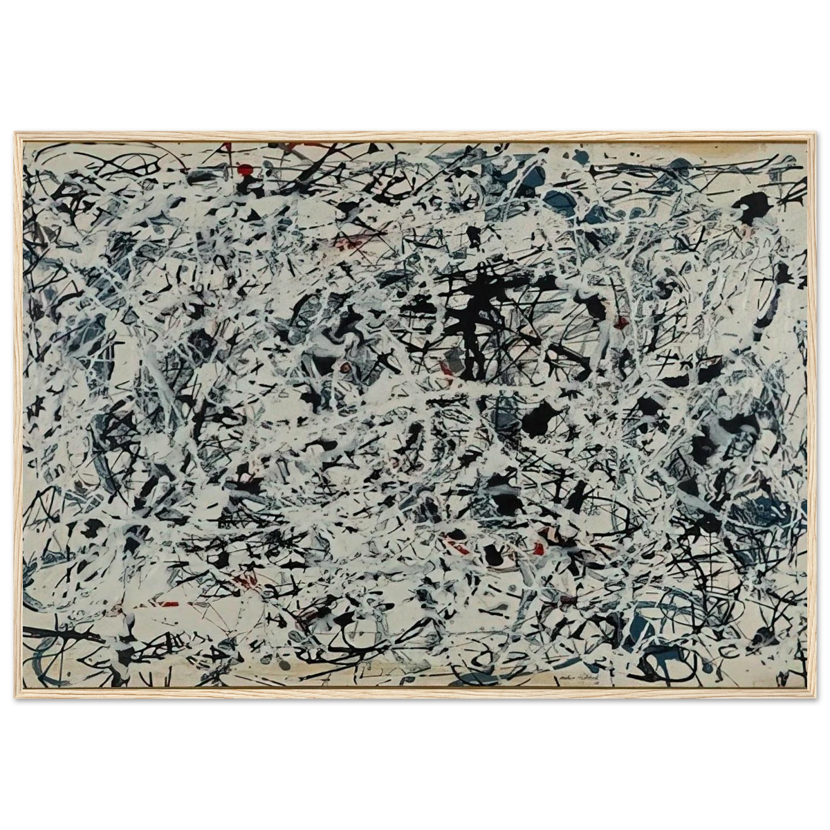 COMPOSITION WHITE BLACK BLUE AND RED ON WHITE 1948 Framed Poster | Jackson Pollock Framed Prints Wall Art | Jackson Pollock Store