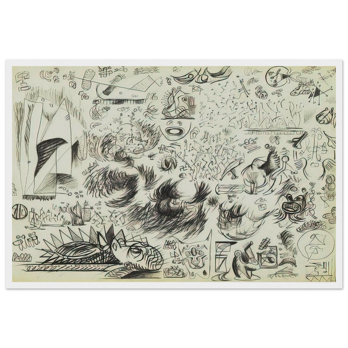 SHEET OF STUDIES 1941 Framed Poster | Jackson Pollock Framed Prints Wall Art | Jackson Pollock Store