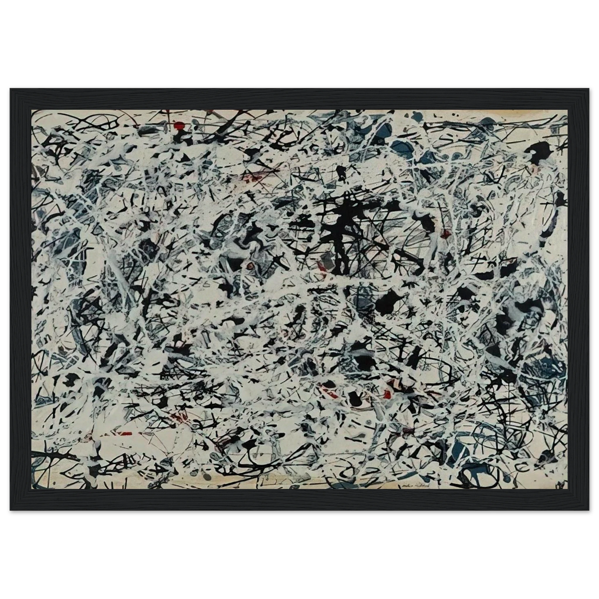 COMPOSITION WHITE BLACK BLUE AND RED ON WHITE 1948 Framed Poster | Jackson Pollock Framed Prints Wall Art | Jackson Pollock Store