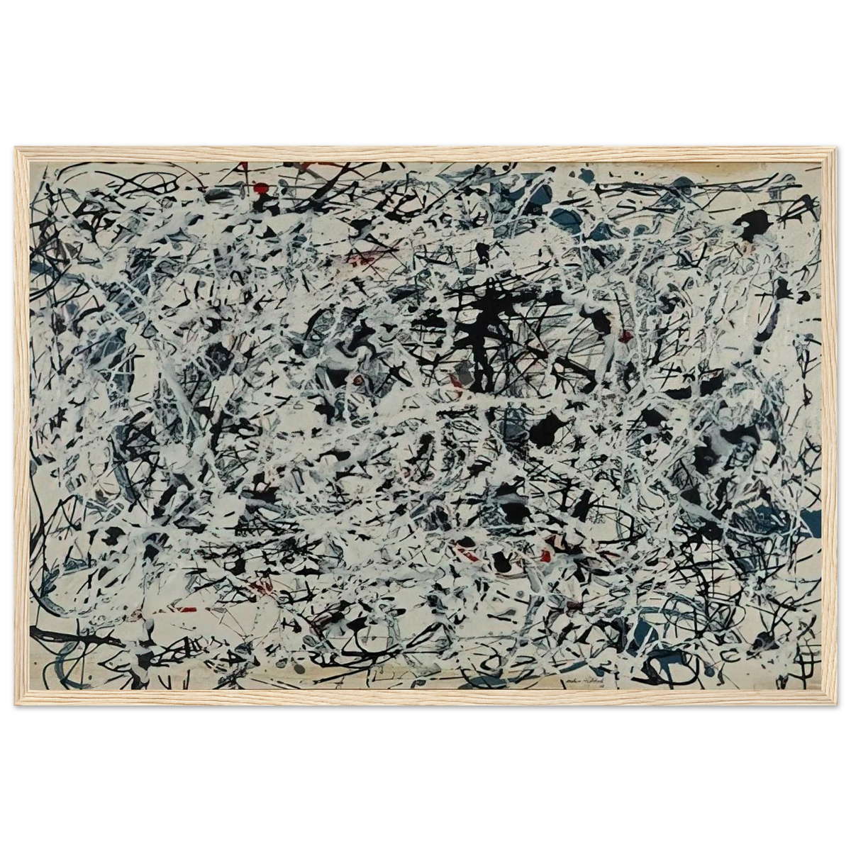 COMPOSITION WHITE BLACK BLUE AND RED ON WHITE 1948 Framed Poster | Jackson Pollock Framed Prints Wall Art | Jackson Pollock Store