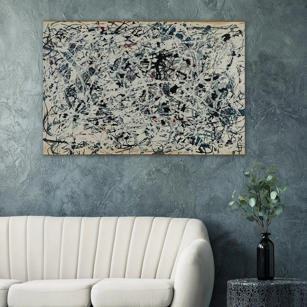 COMPOSITION WHITE BLACK BLUE AND RED ON WHITE 1948 Poster | Jackson Pollock Poster | Jackson Pollock Store