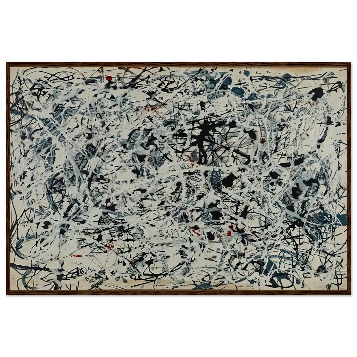 COMPOSITION WHITE BLACK BLUE AND RED ON WHITE 1948 Framed Poster | Jackson Pollock Framed Prints Wall Art | Jackson Pollock Store