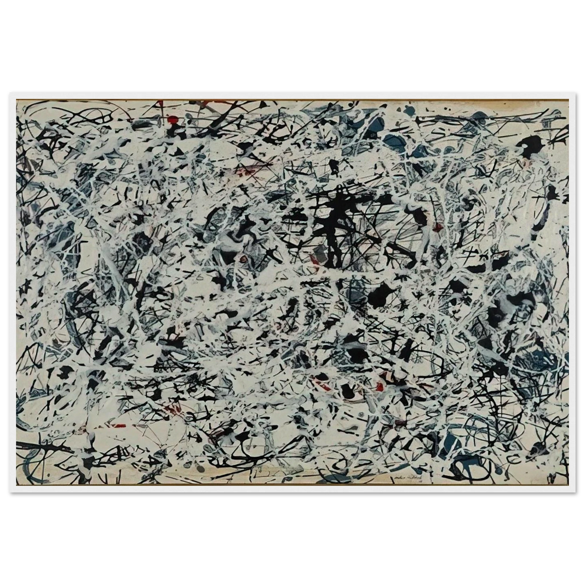 COMPOSITION WHITE BLACK BLUE AND RED ON WHITE 1948 Framed Poster | Jackson Pollock Framed Prints Wall Art | Jackson Pollock Store