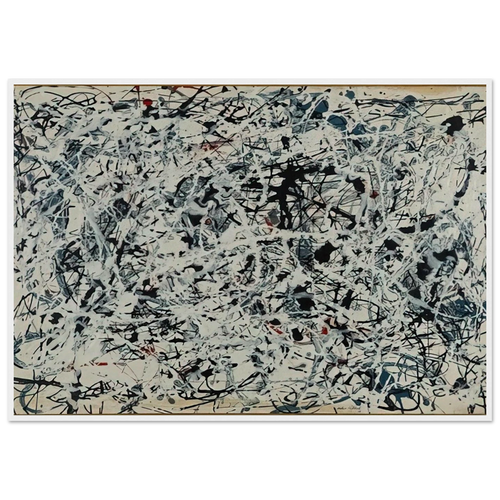 COMPOSITION WHITE BLACK BLUE AND RED ON WHITE 1948 Framed Poster | Jackson Pollock Framed Prints Wall Art | Jackson Pollock Store